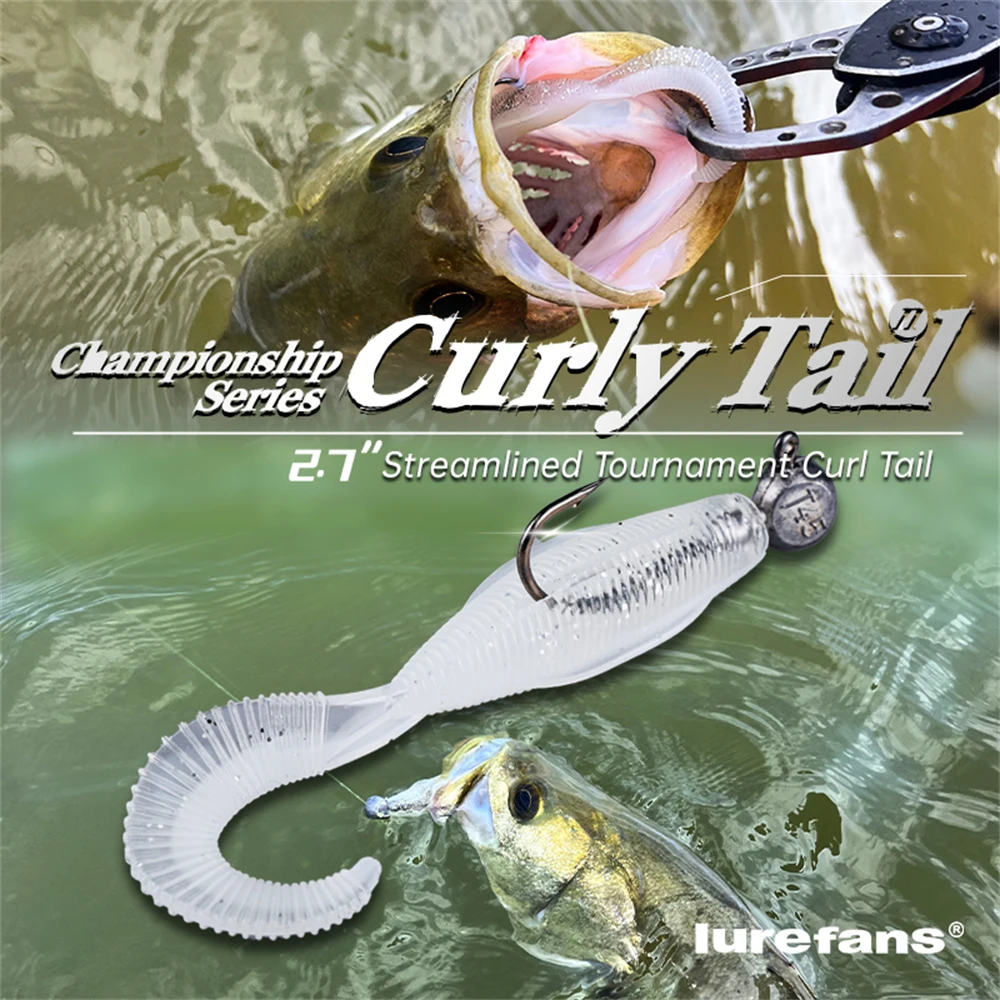 

8 шт., серия Mistresship Lurefans Curly Tail II, обтекаемый турнир, локоны, рыболовные приманки 6,8 см, 3,6 г, плавающая мягкая приманка