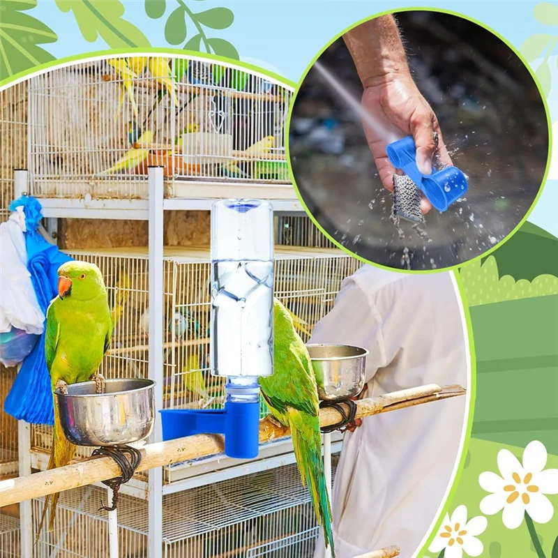 ABKP-زجاجة مياه 24 قطعة أكواب تغذية لشرب الطيور للقفص مثالية لزجاجة الحمام والدجاج والسمان والدواجن