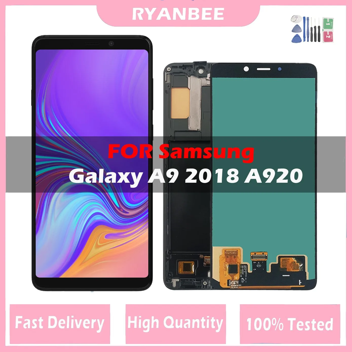 

100% протестированный Super AMOLED ЖК-дисплей для Samsung Galaxy A9 2018 A920 A920F SM-A920F/DS дисплей сенсорный экран дигитайзер в сборе с рамкой