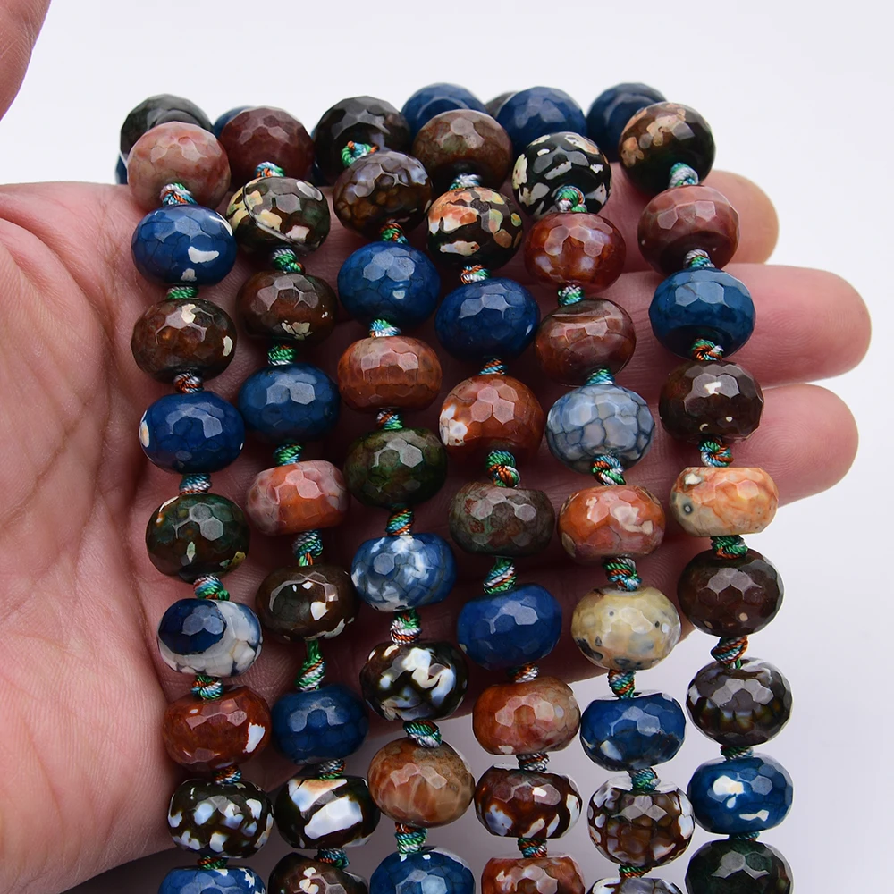 APDGG Natural Colorful Fire Agate Wheel Shape Cutting Nugget Loose Beads 17