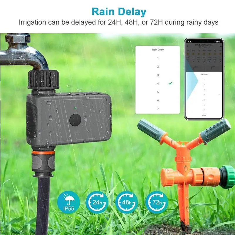 J1UL1N Automatic Sprinkle Timer Remote Garden Water Timer Smart Irrigation Watering System Hose Control Unit US Plug