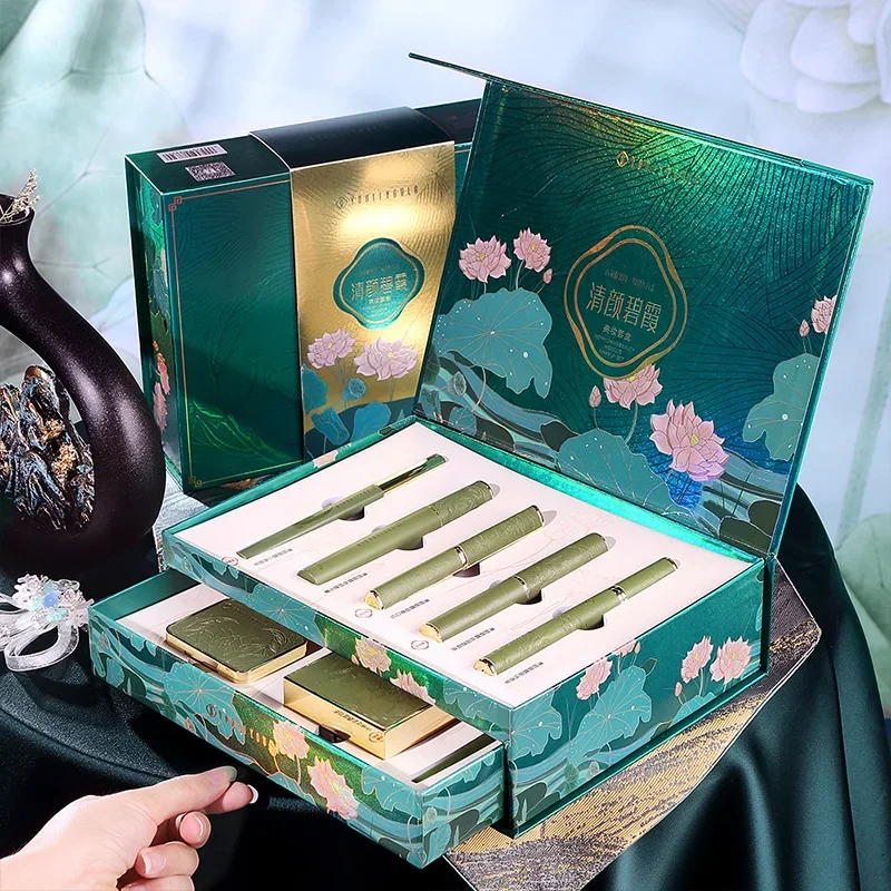 Hot Luxury Style Makeup Gift Box Lipstick Cushion Foundation Full Set Beauty Set Chinese Style Makeups Beauty Box With Cosmetics