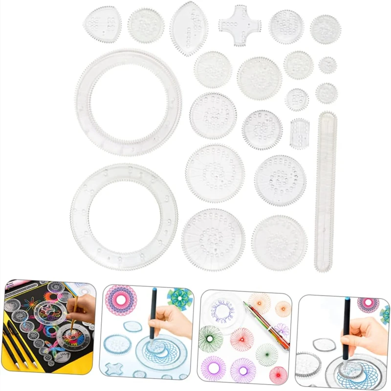 Regla de Spirograph para dibujar y pintar, juguetes de engranajes entrelazados, ruedas, accesorios de dibujo, juguete educativo, 22/4/1PC