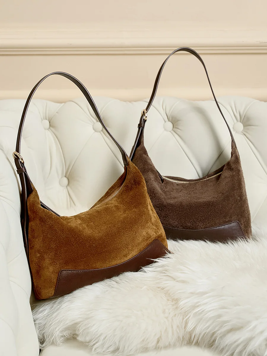 

Women's bag, frosted suede dumpling, hobo bag, commuting casual handbag, design sense, niche bag, crossbody bag, women's bag