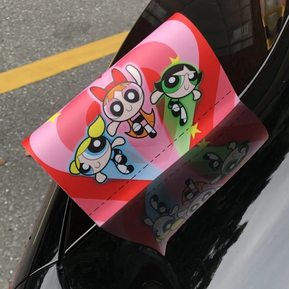 Cartoon Anime The Powerpuff Girls Car Stickers Car Rear Label Decoration Auto Door Waterproof Sticker Decorative Accessories