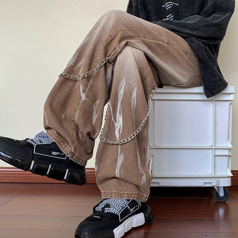 Jeans for Men Hip Hop Trousers Man Cowboy Pants with Pockets New Rock Korean Style Classic Y2k Vintage Wide Leg Autumn Clothing