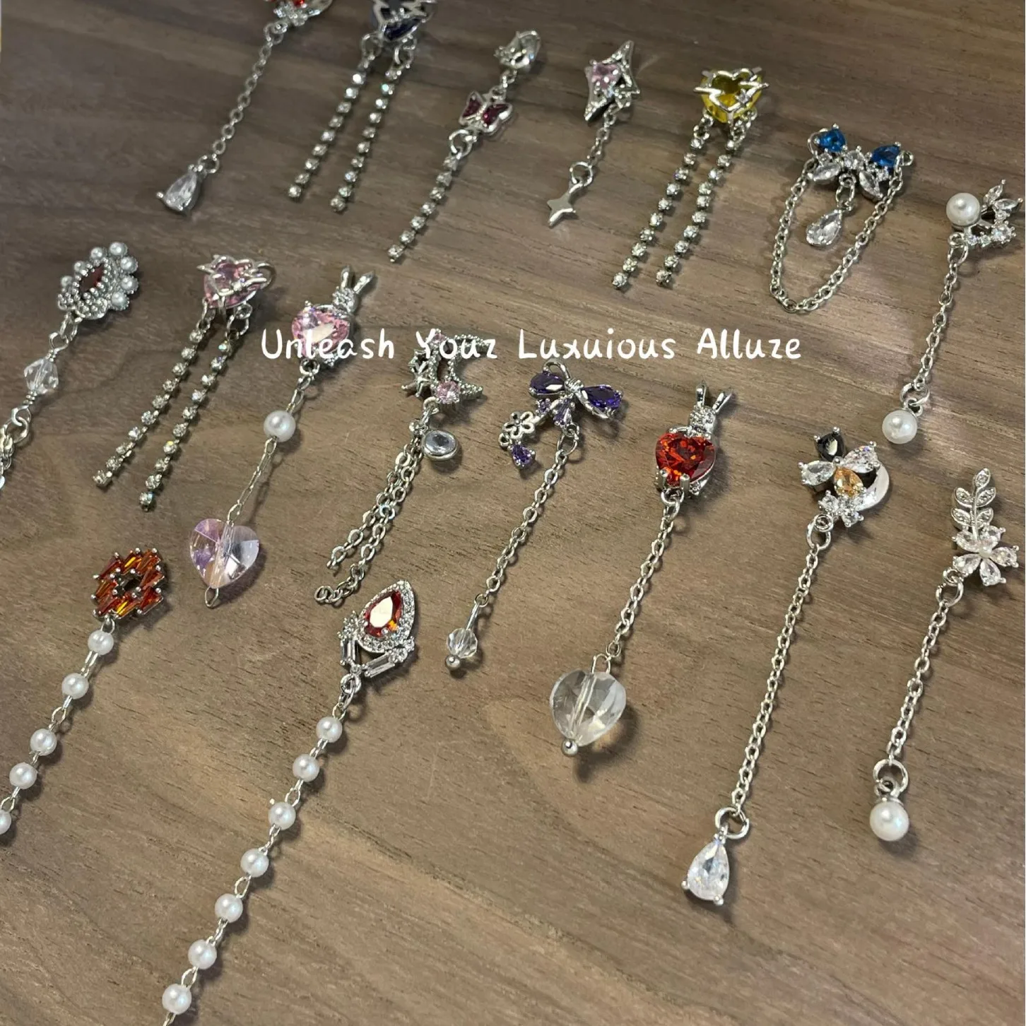 2Pcs Kaniu Exquisite Pendant Zircon Pearl Fringe Nail Art Charms Shining Rhinestone Nail Decorations Accessories For Manicure