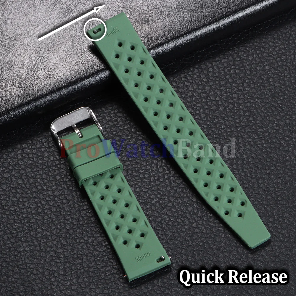 18mm 20mm 22mm Tropic Rubber Watch Straps Quick Release White Yellow Silicone Watchband Breathable Waterproof Men Women Bracelet view 4