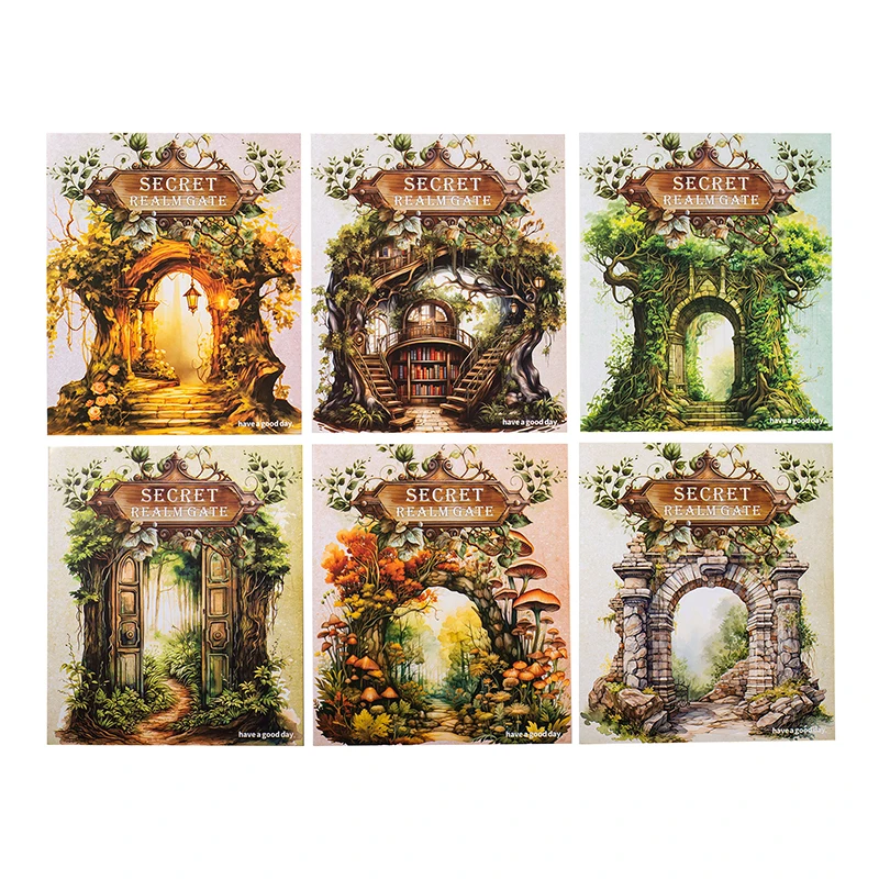 Pegatina decorativa para mascotas, pegatina retro de la serie The Gate of the Secret Path, 12 unidades por lote