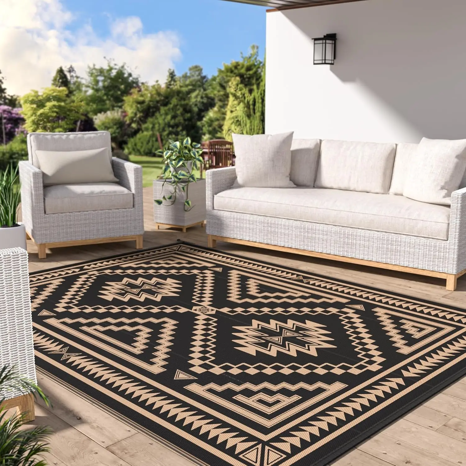 

Outdoor Rug for Patio Clearance - 5x8 ft Waterproof Plastic Camping Rugs, Reversible Outside Rv Mat Carpet for Porch, Deck, P