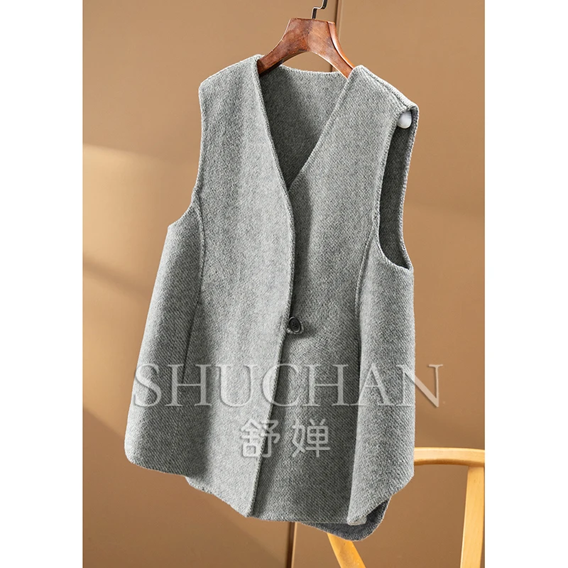 2 Pieces Wool Blend Vest + Long Coat 73C7  Casaco Feminino De Inverno Super Quente Winter Jacket Women