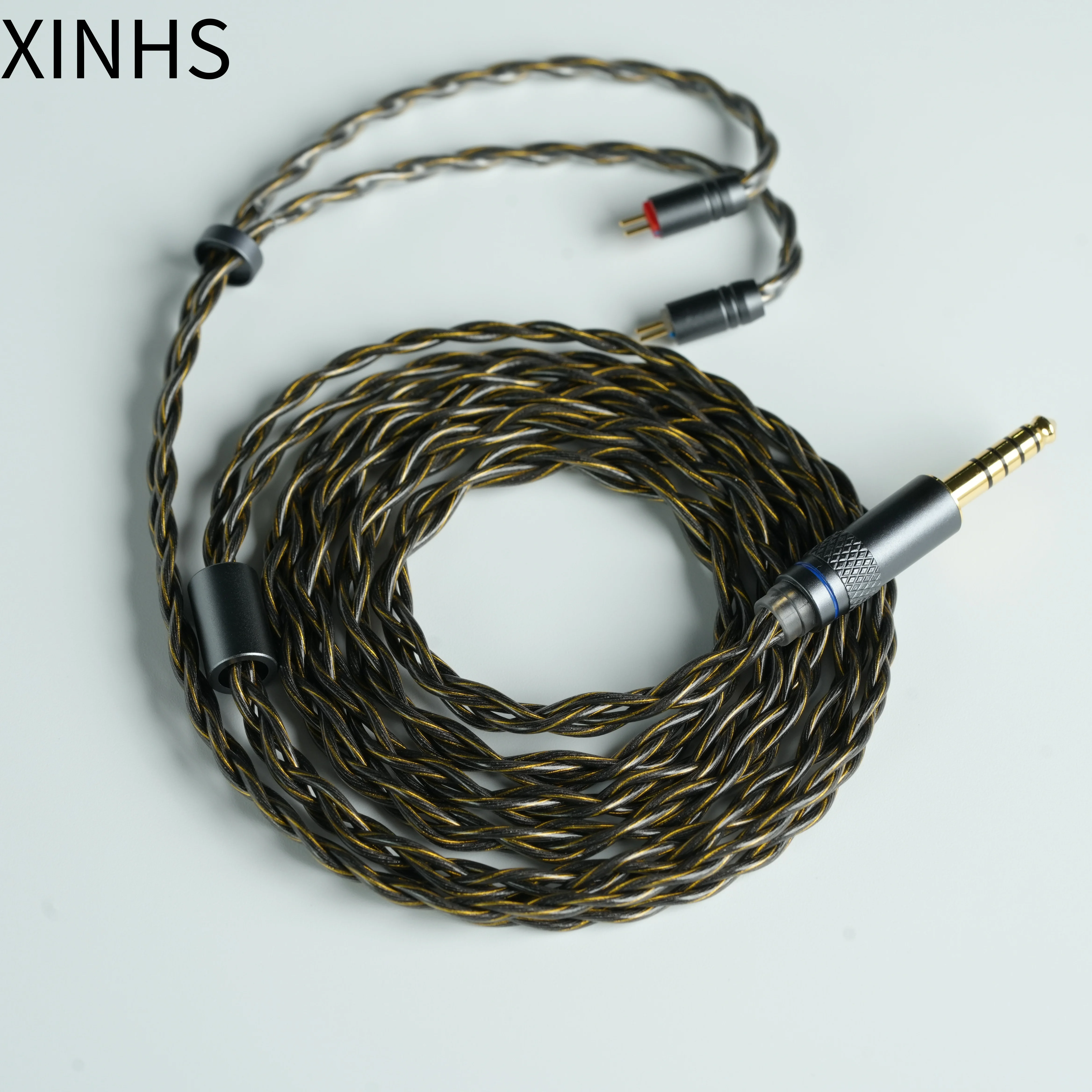 XINHS R22 4-Core Black Gold Single Crystal Copper Graphene Earphone Upgrade Cable for Enhanced Detail Lossless Audio Transmissio