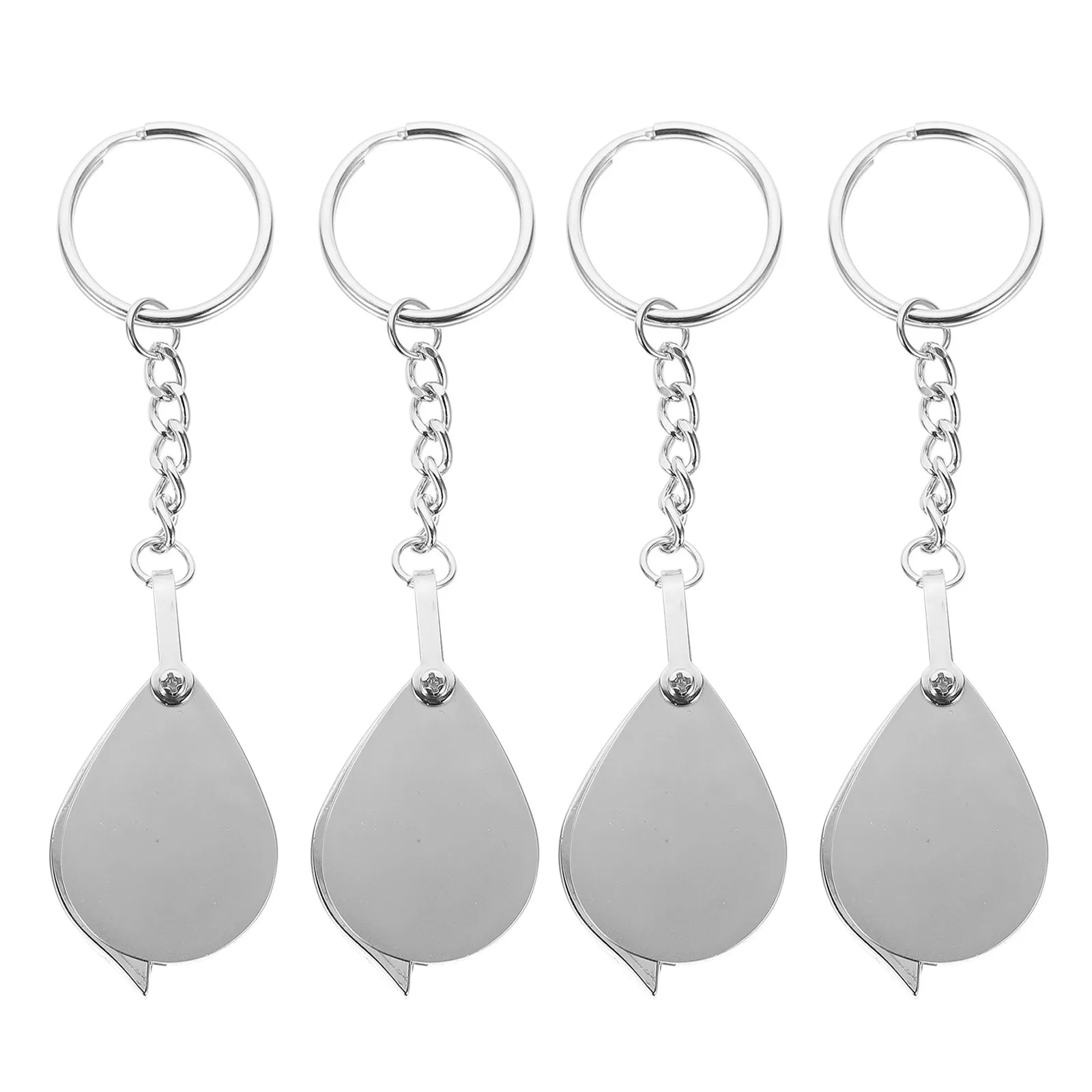 4Pcs Portable Pocket Keychain Magnifier 10X Sturdy Metal Folding Handheld Glass for Newspapers Coins Jewelry Inspection