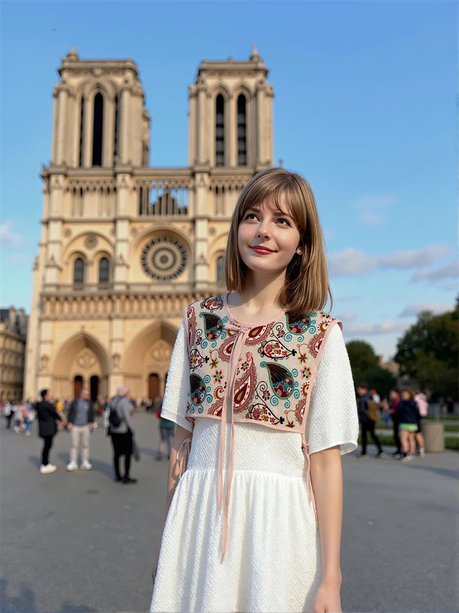 Gilet con lacci ricamati per gilet da donna Abbigliamento Donna Autunno Velluto a coste Senza colletto Allentato Ufficio Lavoro Classico Vintage Slim