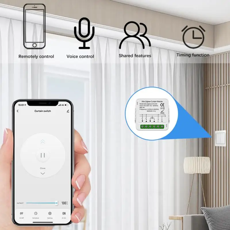 Tuya WiFi/Zigbee Smart Curtain Switch Blind Roller Shutter Automation Module Smart Life Remote Control Support Alexa Google Home