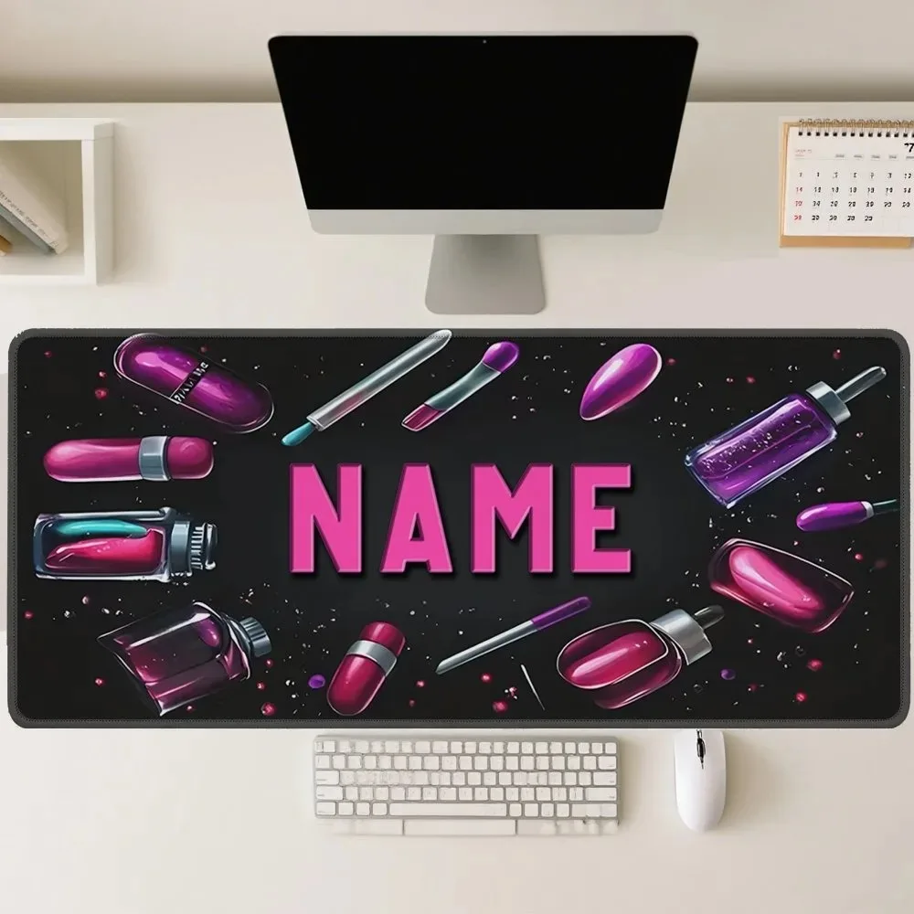 Hot Pink Cosmetic Custom Mouse Pad, Lip Brush Fabric Rubber Mat, Practical Desktop Mat for Office and Gaming