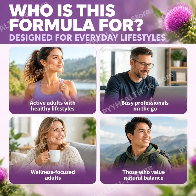 Milk Thistle Liver Support Capsules with 4:1 Concentrated Extract, Anti-oxidation Support, Delay Aging Support, 60 Capsules