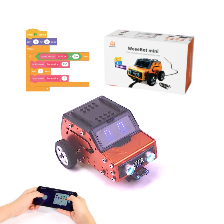 WeeeBot Mini STEM Robot V2.0 Education Version ESP32 Remote Control STEM Programming Metal Orange Age 8+ 1 Year Warranty