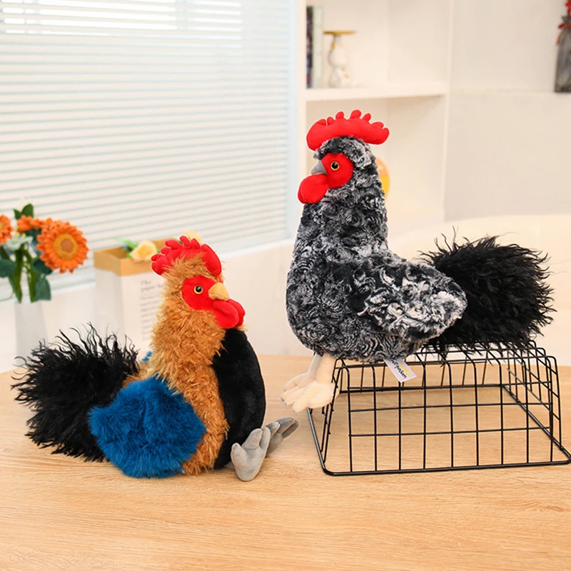 

New Rooster Plush Toy Lifelike Pheasant Doll Beautiful Home Decor Black Chicken Plush Ornament Gift Soft Hen Stuffed Toy