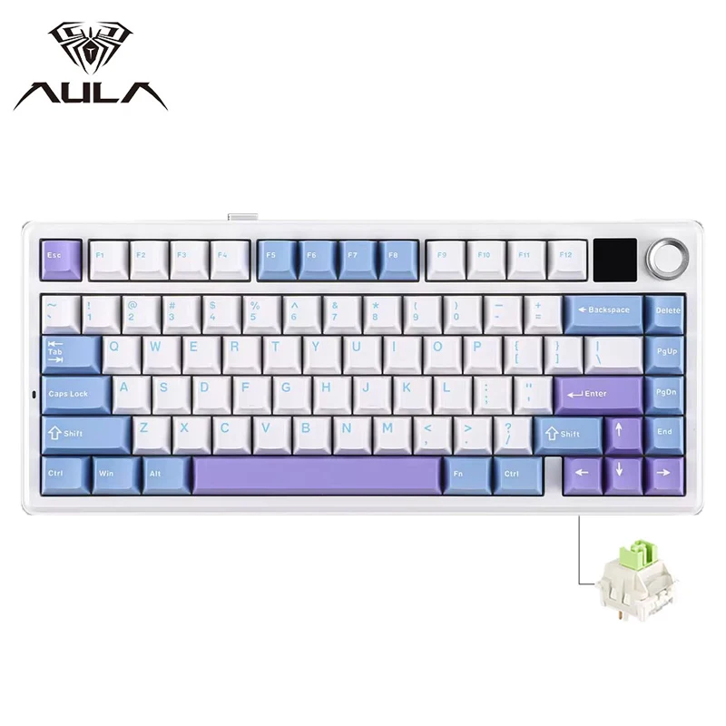 AULA F75 MAX Gaming Mechanical Keyboard 75% Wired/Bluetooth/2.4G Hot-Swap RGB E-sports Keyboard with TFT Screen for PC/Mac