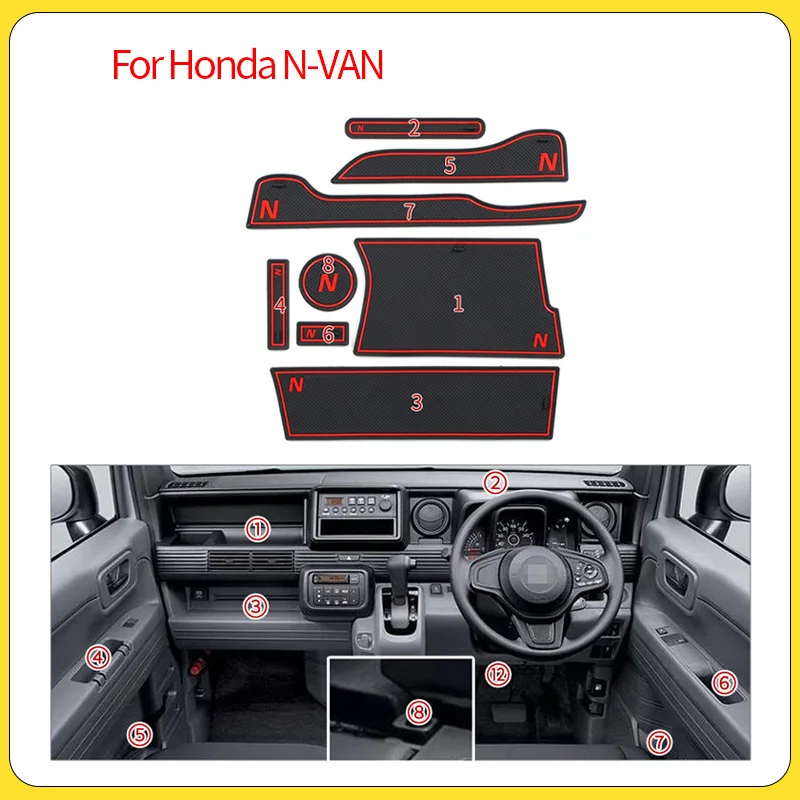 Alas Cangkir Slot Gerbang Anti Selip untuk Honda N-VAN PVC Bantalan Pintu Anti Selip Aksesori Dekoratif Stiker Gaya Mobil Tahan Kotoran