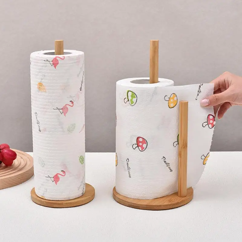 Wood  Durable Anti-Skid Tissue Vertical Stand Rack Hook For Kitchens Bathrooms Living Rooms Restaurant