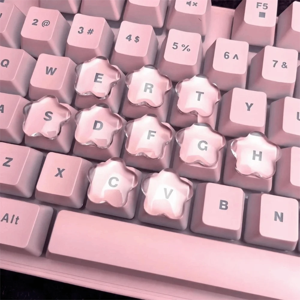 20Pcs New Transparent Nail Keyboard Stickers Cartoon 3D Key Caps Heart Round Typing Protective Cover For Long Nail