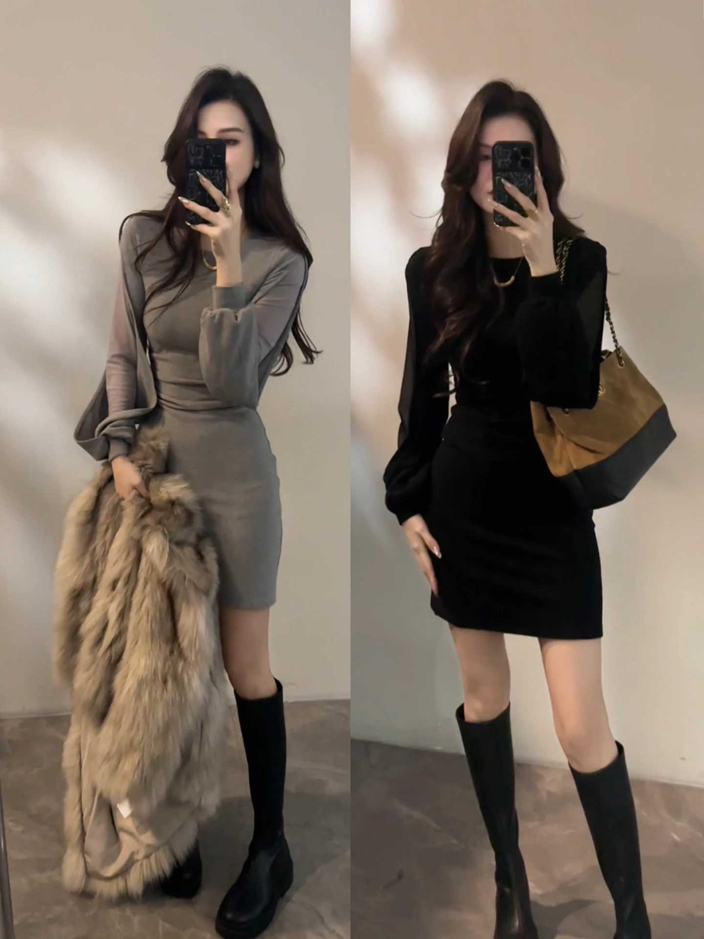 

Ele Lantern Sve Pleated Winter New Sle Dr Slimming Unique Design Versatile Skirt for Ladies Date Daily Par