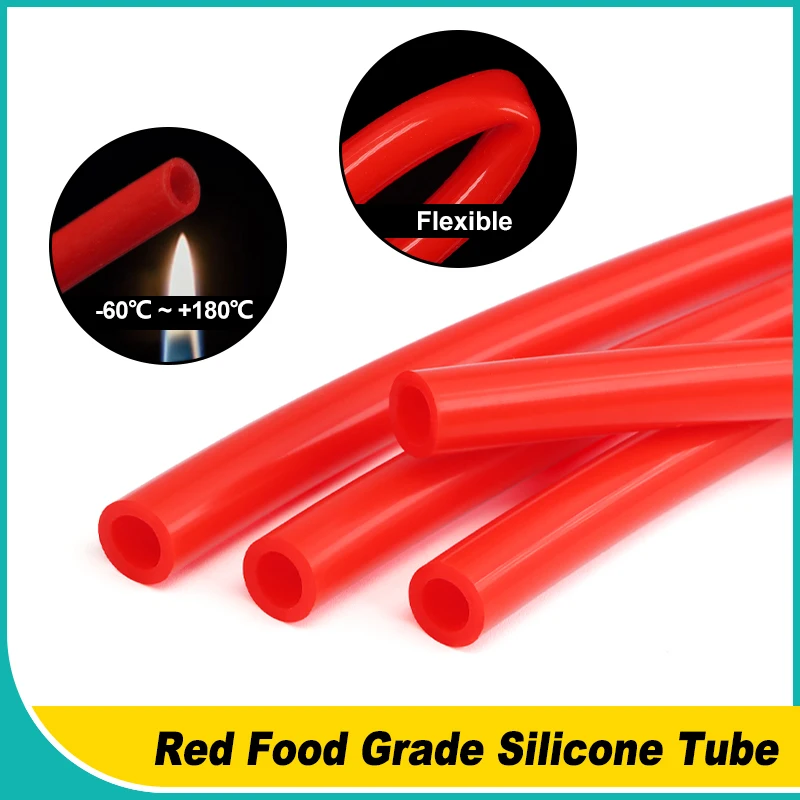 

Food Grade Red Silicone Rubber Hose ID 0.5mm ~ 32mm Flexible Nontoxic High Temperature Resistant Drink Water Soft Pipe 1/2/5/10M