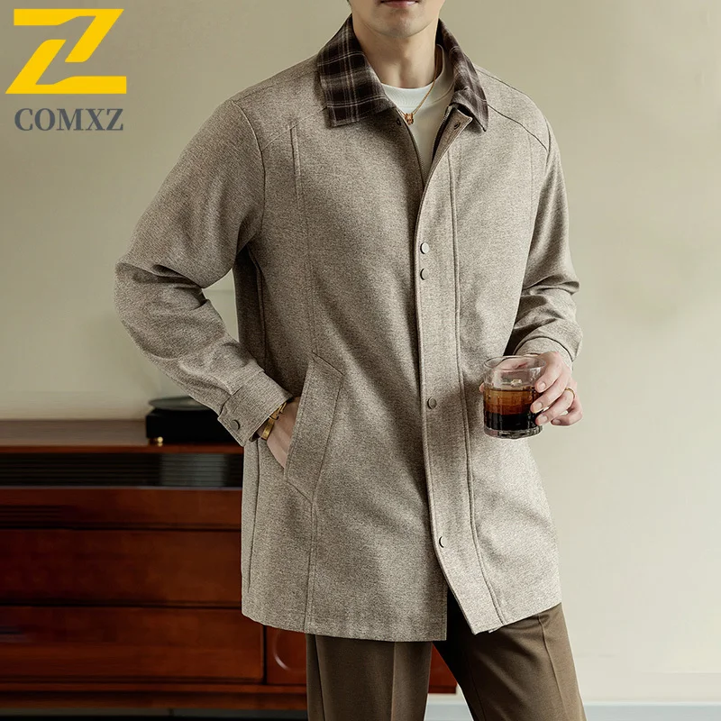 معطف طويل خندق النمط البريطاني التلبيب فضفاض صالح العصرية حجم كبير معطف الرجال الكبار سترة الخريف الشتاء يندبروف معطف غير رسمي 8XL #2