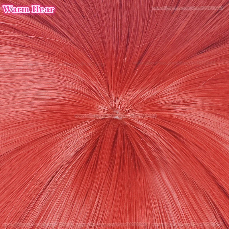 Kurona Ranze Synthetic Wig Anime Unisex Long 38cm Red Single Twist Braid Cosplay Wig Heat Resistant Cosplay Anime Wigs + Wig Cap