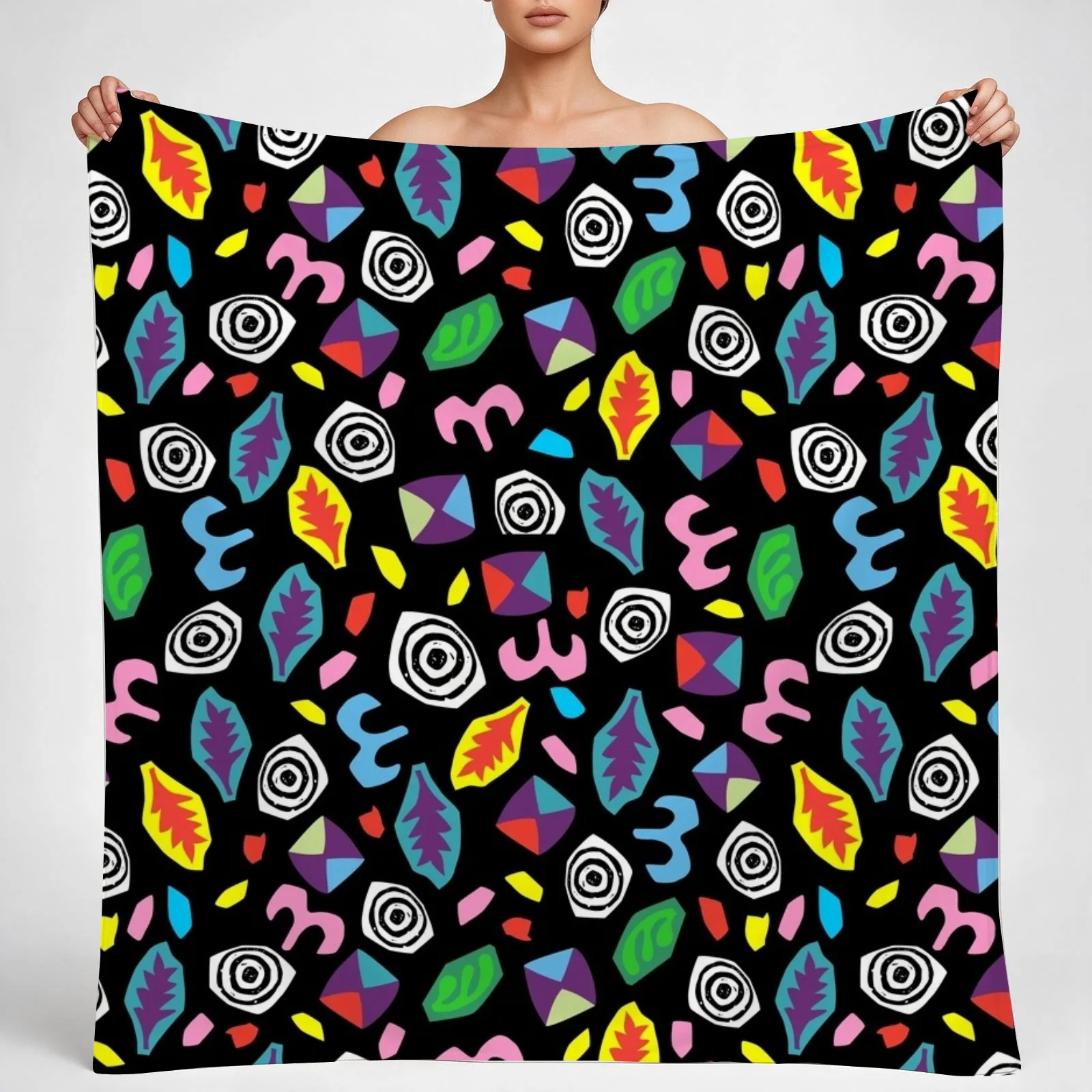 80s Romper (larger print) Throw Blanket couch cozy soft plush fuzzy picnic outdoor blanket