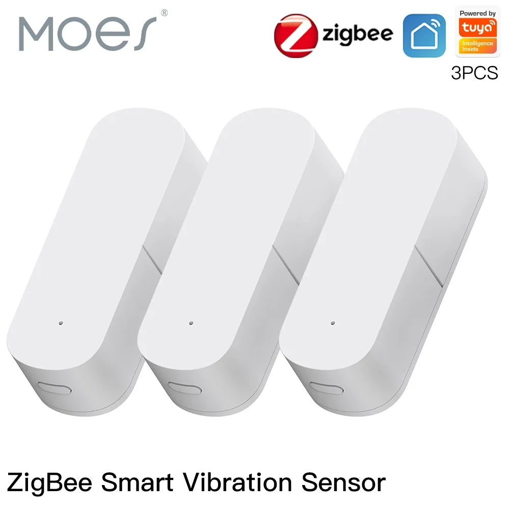 MOES Zigbee 스마트 진동 센서 감지, Tuya 스마트 라이프 앱 알림, 실시간 모션 충격 알람, 기록 기록