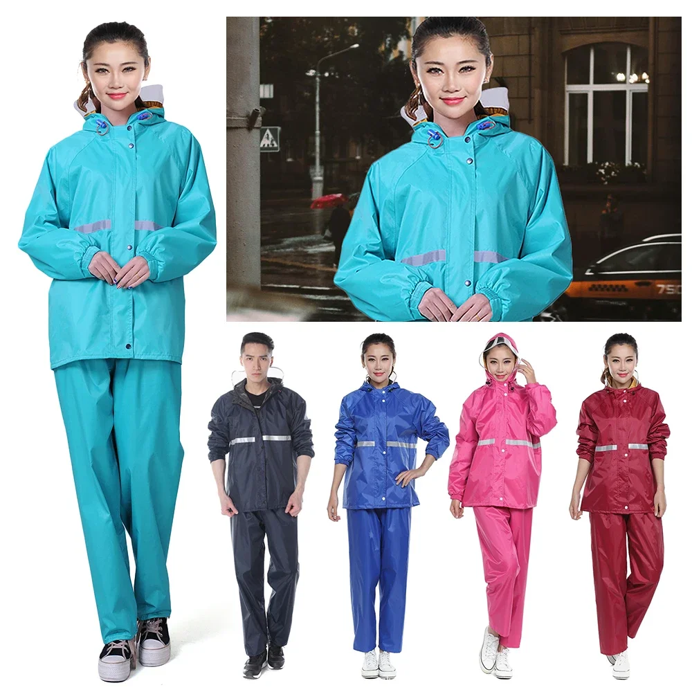 Rainstorm Prevention Raincoat Rainpants Suit Thickening Full Body Rainproof Split Raincoat Reflective Takeaway Riding Rain Coat