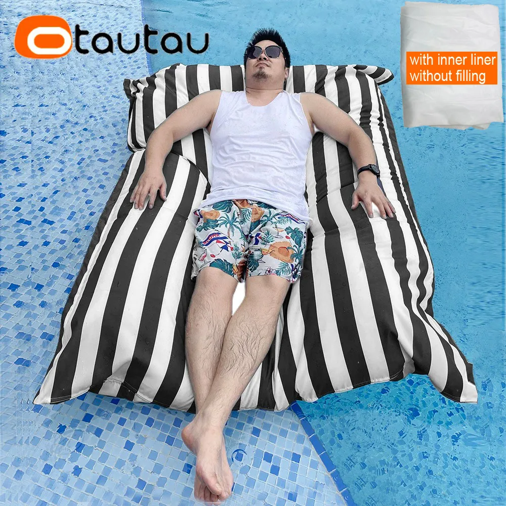 OTAUTAU New Upgraded 140x180cm Bean Bag Cover with Inner Liner Without Filler Home Outdoor Pool Float Waterproof Pouf Saon DD096