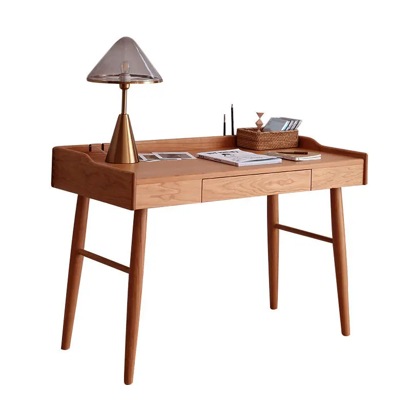 Solid wood desk Red oak small apartment computer workbench Multifunctional writing table