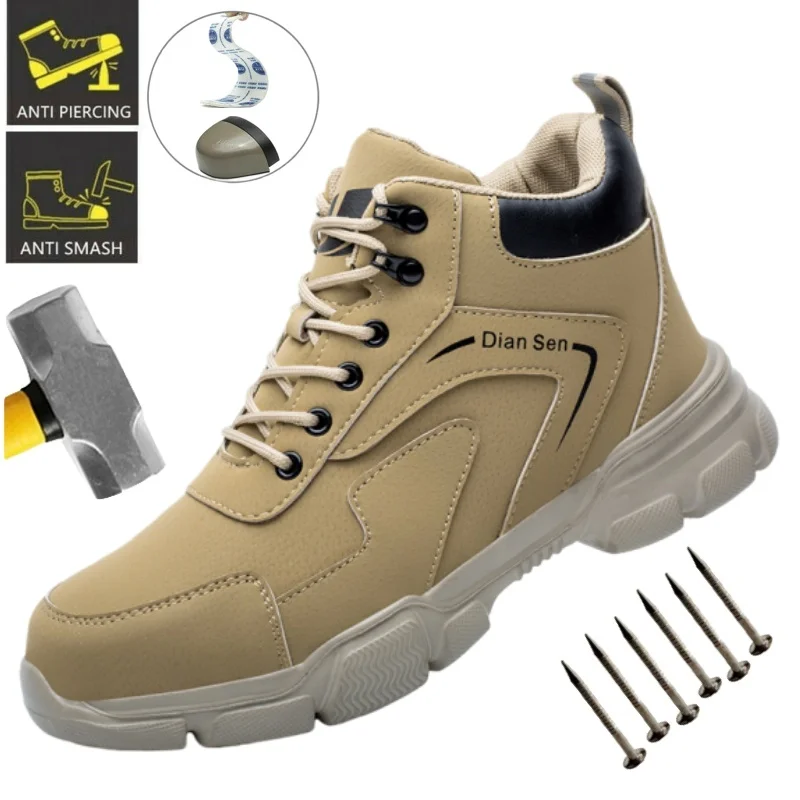 

Top Quality Safety Shoes Work Shoes Steel Toe Men Puncture-protective Work Boots Anti-smash Protect Indestructible Safety Boots