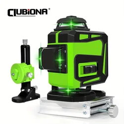 Clubiona 16 zielonych linii poziom lasera samopoziomowania 360 poziome i pionowe Super mocny Laser z zielonym strumieniem poziom lasera