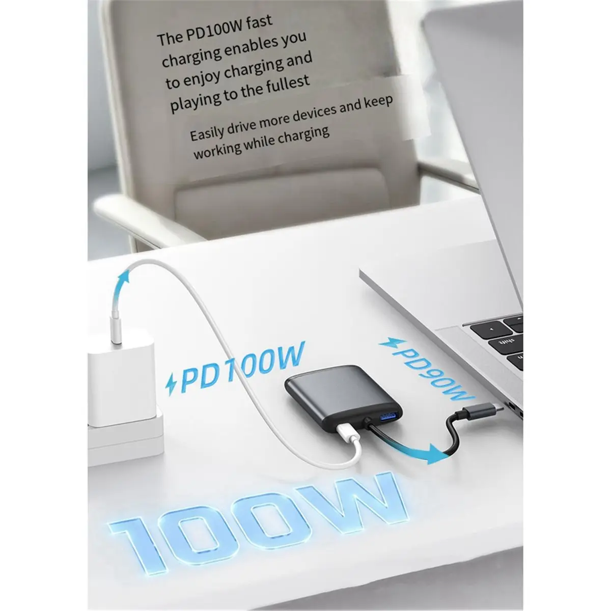 Dual -Compatible USB-C Docking Station 4K@60Hz Laptop Adapter PD100W Supports Mirroring and MST Extended Display