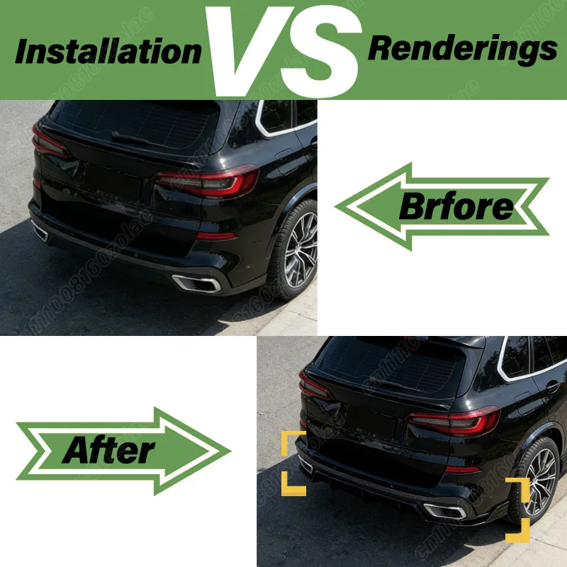 For BMW X5 G05 M Sport 2019 2020 2021 2022 2023 Car Rear Bumper Diffuser Black Knight MP Rear Valance Protective Cover Kit