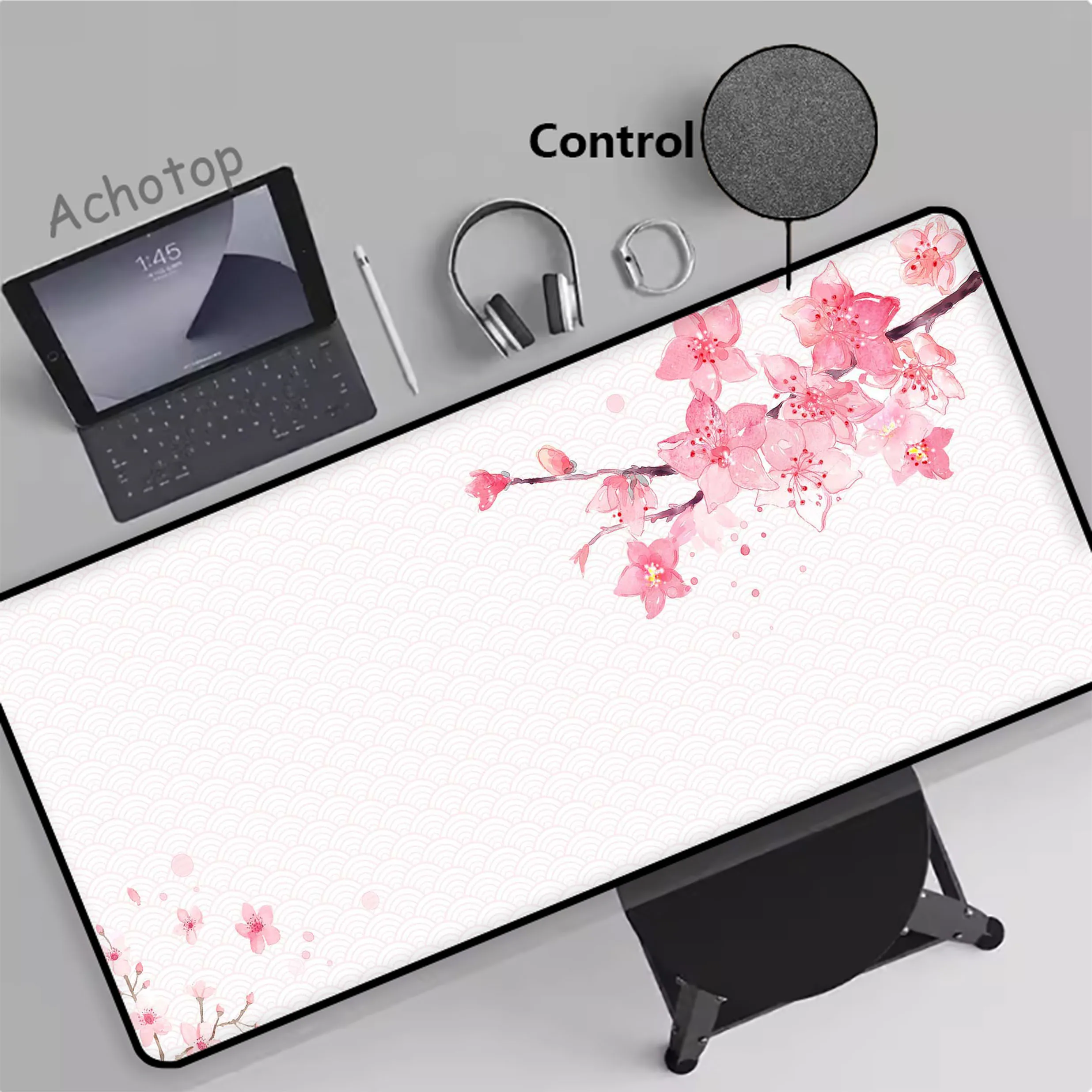 

Japanese Pink Sakura Control Mousepad Gaming Speed Keyboard Pads Mouse Pad XXL Rubber Carpet Locked Edge Mouse Mat 900x400mm