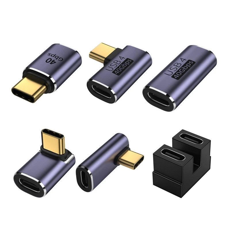 USB C Right Angle U-Shape Straight Angle Adapter Type C to Type C 40Gbps Fast Data Adapter Converter Charging Adapters