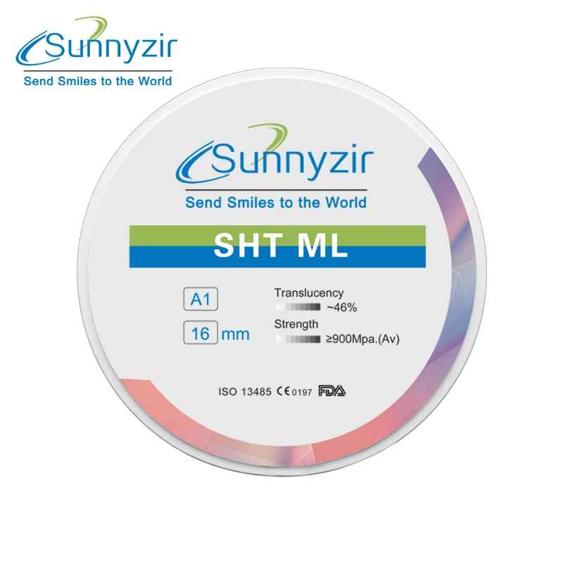 

Sunnyzir SHT+ML (Super High Translucent Multilayer) Vita 16 Color Zirconia Block for Denta Lab Material CAD/CAM System