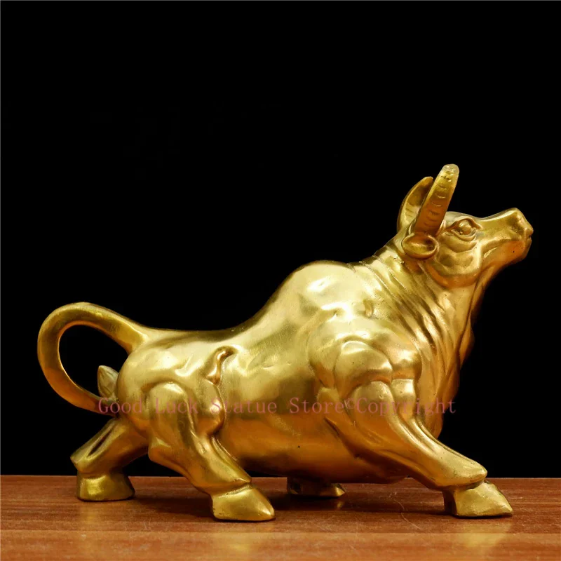 good luck home shop stock Bull Market business bring wealth and fortune GOOD LUCK Charging Bull Brass Sculpture talisman