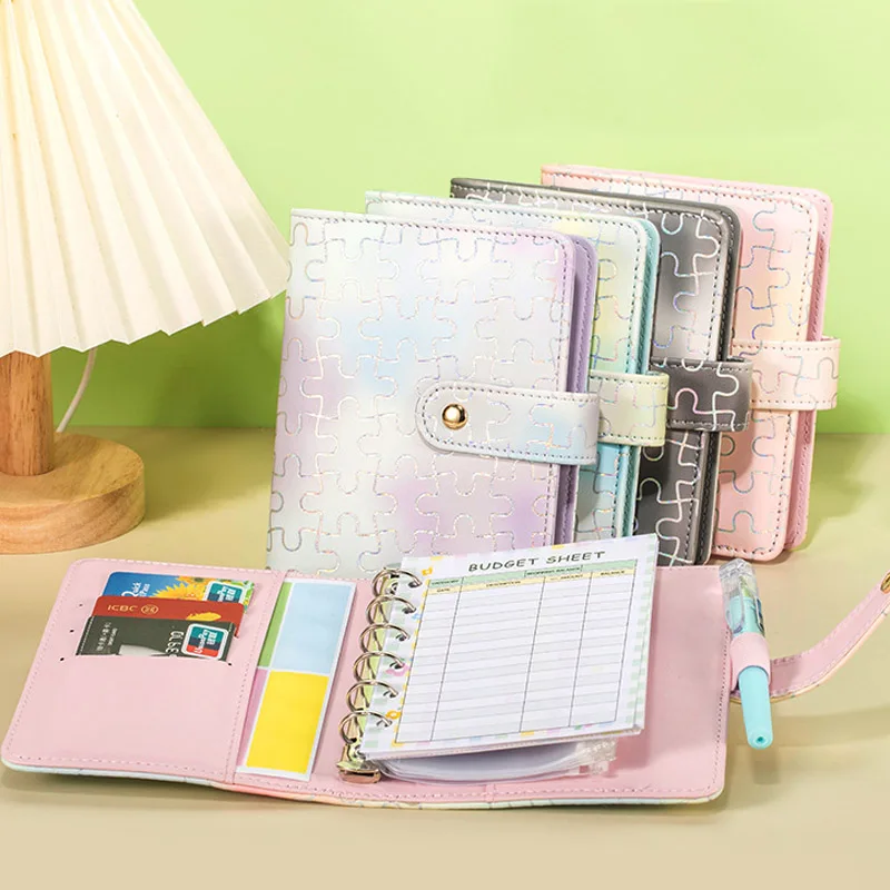 Imagem -05 - Couro Notebook Capa com Bolso Binder e Etiqueta Dinheiro e Orçamento Planejador Plano Pessoal Anel Macaron Cor a6 pu