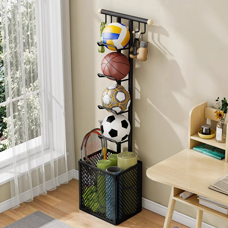 

Basketball storage rack Toy rack Household multi-layer sports equipment storage rack Yoga mat Floor storage basket