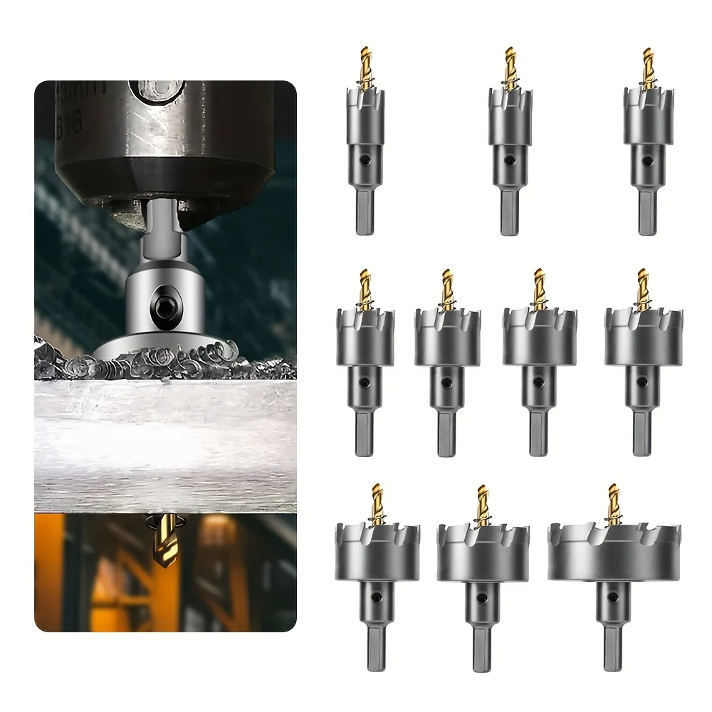 10-Piece TCT Hole Saw Kit, Tungsten Carbide Tipped Hole Cutter Set With Titanium-Plated Pilot Drill Bit For Wood And So On