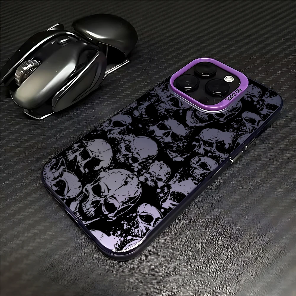 Black Art Skull Case for Samsung Galaxy S24 S23 S22 S21 S20 Note20 Ultra Plus FE M31 4G 5G Matte Shockproof Back Cover