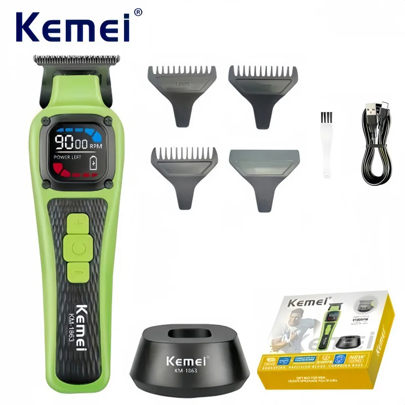 

Kemei KM-1863 Professional Cordless Hair Clipper 7000RPM to 9000RPM Adjustable Speed,Salon-Grade Hair Trimmer for Hairstyling