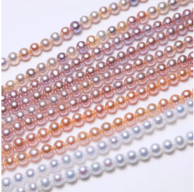 Set10-12mm Purple ( White Pink ) Round Pearl Necklace 17